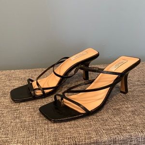 Black strappy 2” heel sandals
